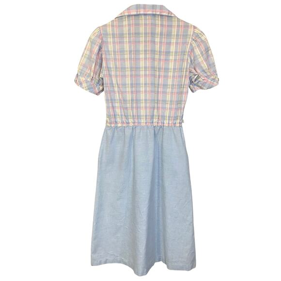 EJM Vintage Pastel Blue Checkered Short Sleeve Shirt Dress Collared Sz 5-6 VTG - Picture 11 of 11